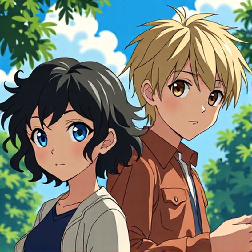Трио аниме-персонажей в стиле Ghibli